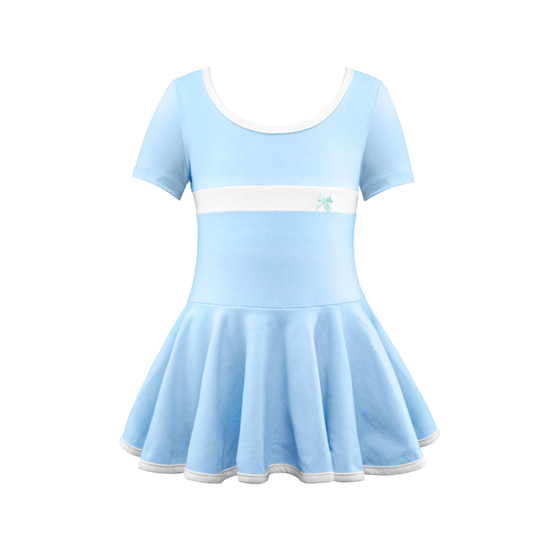 Short Sleeve Stripe Piecing Dance Dress