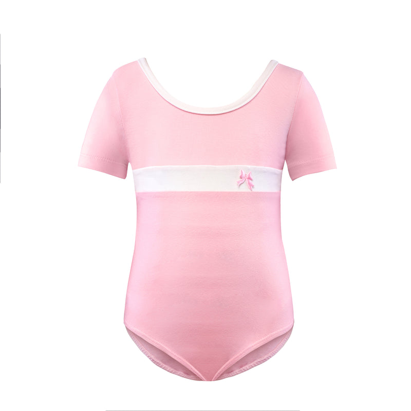 Short Sleeve Stripe Piecing Dance Leotard