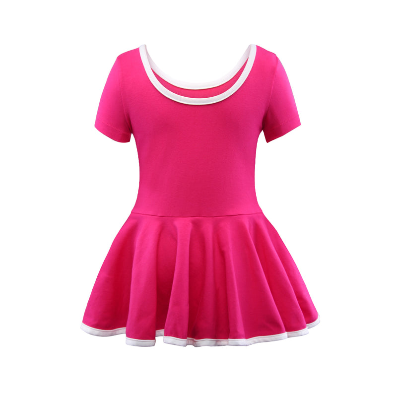 Short Sleeve Stripe Piecing Dance Dress