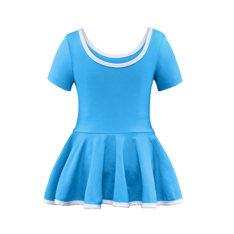 Short Sleeve Stripe Piecing Dance Dress