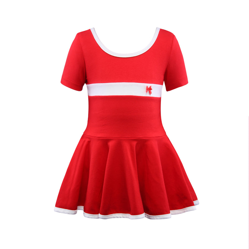 Short Sleeve Stripe Piecing Dance Dress