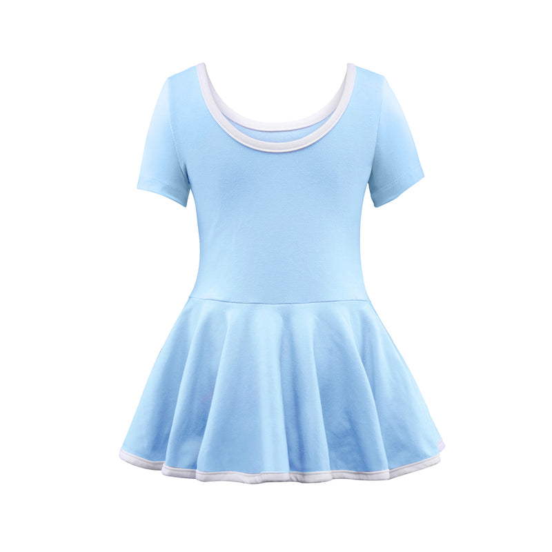 Short Sleeve Stripe Piecing Dance Dress