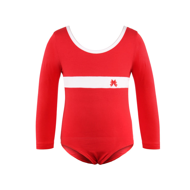 Long Sleeve Stripe Piecing Dance Leotard