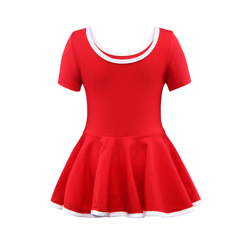 Short Sleeve Stripe Piecing Dance Dress