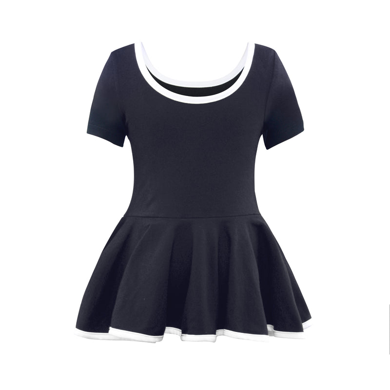 Short Sleeve Stripe Piecing Dance Dress