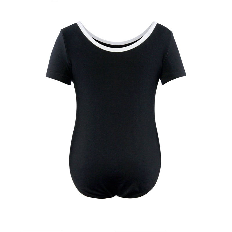 Short Sleeve Stripe Piecing Dance Leotard