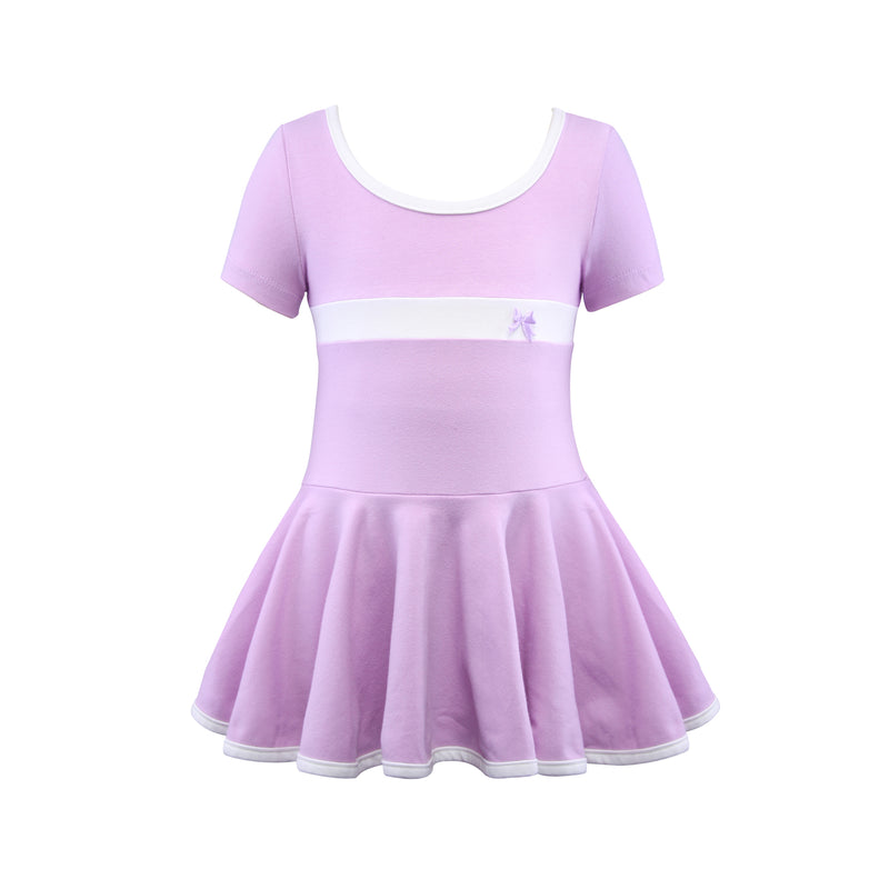 Short Sleeve Stripe Piecing Dance Dress