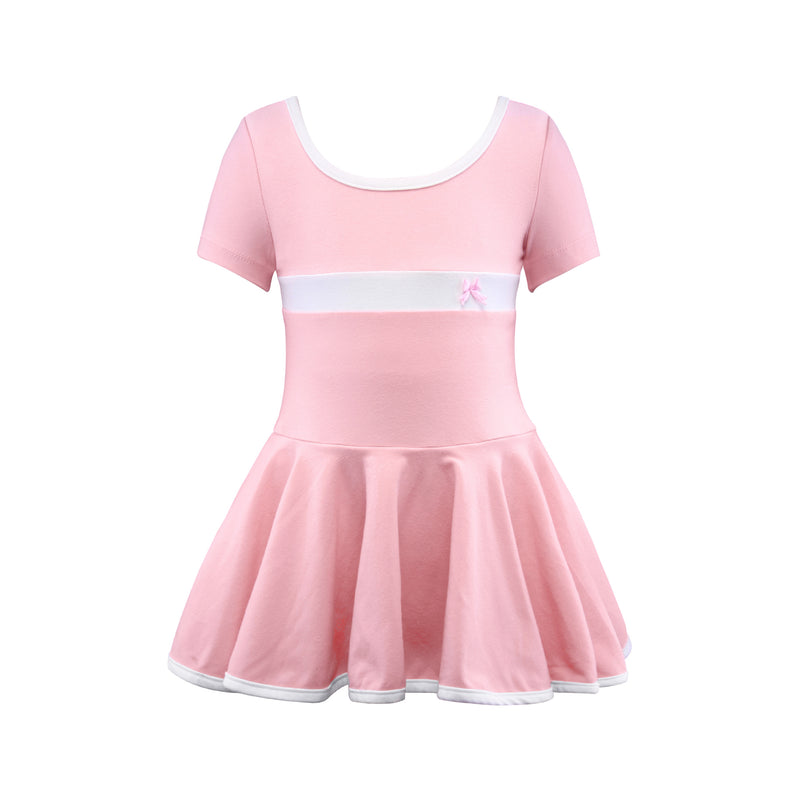 Short Sleeve Stripe Piecing Dance Dress