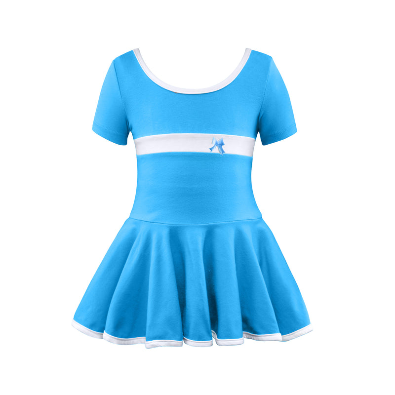 Short Sleeve Stripe Piecing Dance Dress