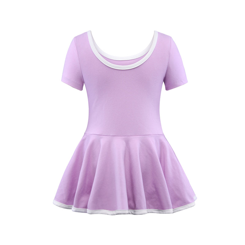 Short Sleeve Stripe Piecing Dance Dress